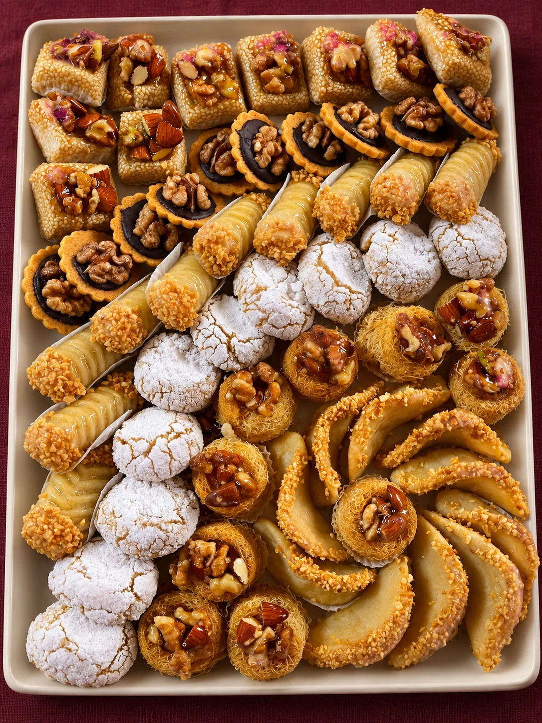 Pâtisseries marocaines — Un assortiment généreux aux amandes, noix, sésame, miel et fleur d’oranger